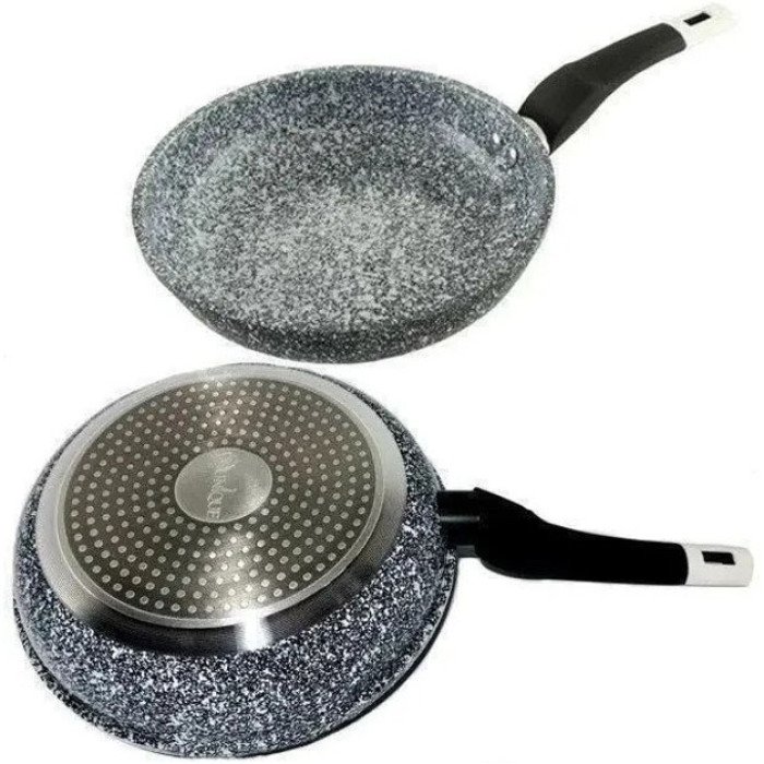 Сковорода UNIQUE UN-5115-24 см із кришкою/граніт світлий