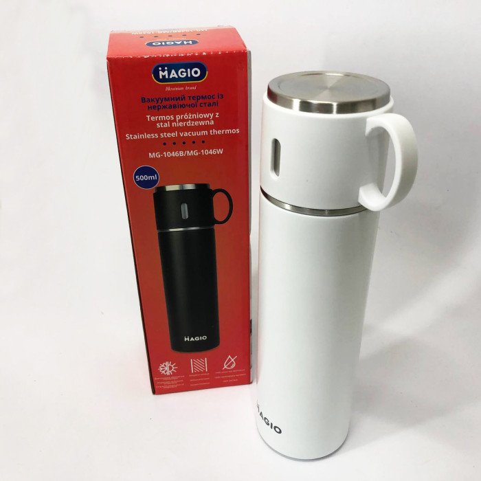 Термос MAGIO MG-1046W 0.5 л, Красивий невеликий термос, Термокухоль для дітей, Фляга для пікніка
