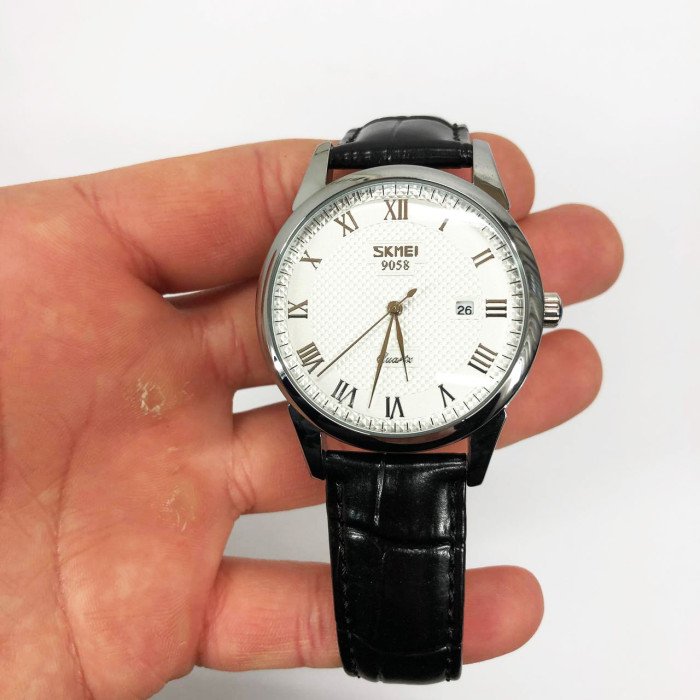 Годинник наручний чоловічий SKMEI 9058LSIWTBK, чоловічий годинник стильний годинник на руку, модний чоловічий годинник круглий