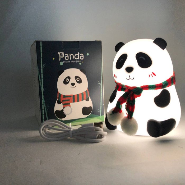 Дитячий силіконовий нічник світильник Панда 7 кольорів, Силіконовий нічник іграшка для дітей