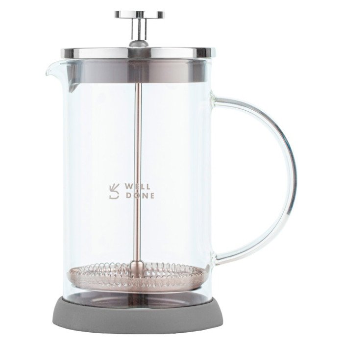 Френч-прес Well Done WD-8036B із термостійкого скла 600 мл, Чайник для заварювання трав прозорий