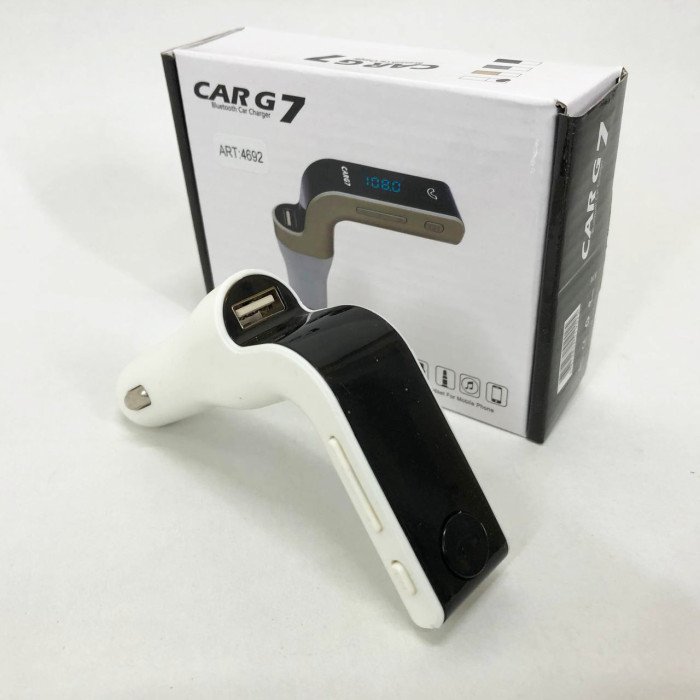 Модулятор FM MOD G7 Bluetooth, Bluetooth модулятор в машину, ФМ модулятор блютуз в машину. Колір: білий