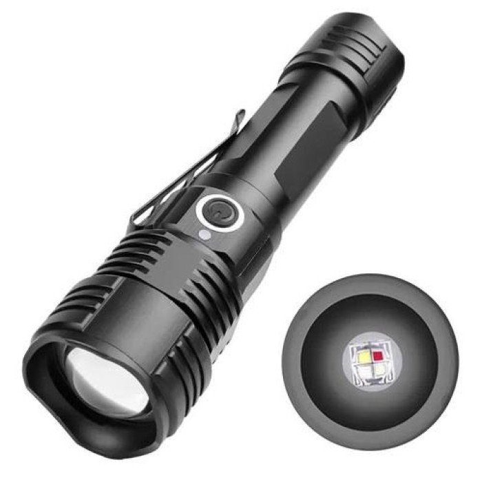 Ліхтар ручний акумуляторний PLD-11-4XPE(RGB), Кишеньковий ліхтар із usb зарядкою, Тактичний ліхтар police