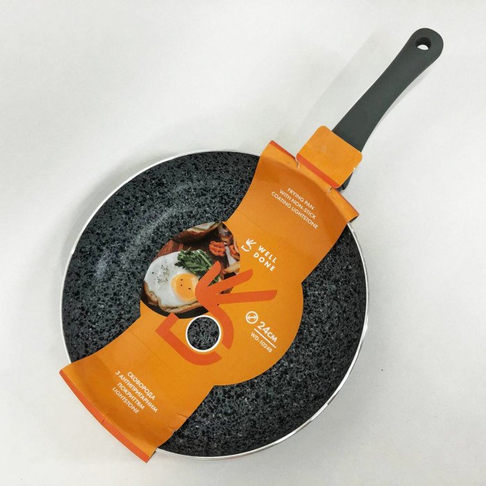 Сковорода Well Done WD-1024B з покриттям LightStone 24 см, сковорода для смаження, якісна сковорода