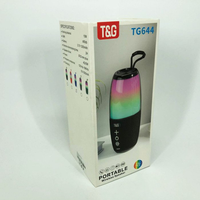 Портативна колонка TG644 5W з RGB підсвічуванням та ремінцем, музичні колонки для вулиці. Колір: синій