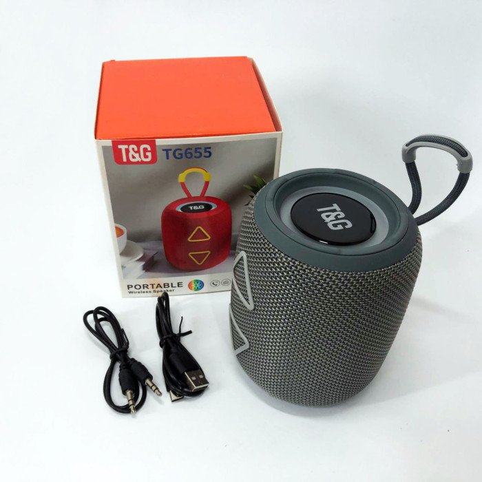 Портативна колонка TG655 5W з RGB підсвічуванням та ремінцем, Гучна блютуз колонка. Колір: сірий