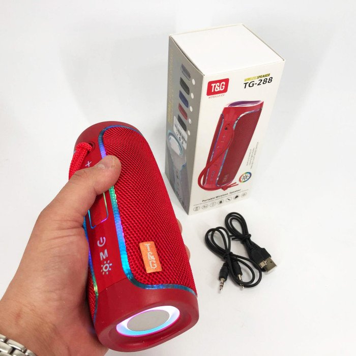 Портативна Bluetooth колонка з LED підсвічуванням TG288, гучна колонка для вечірки. Колір: червоний