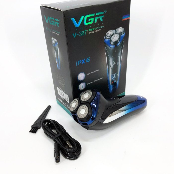 Електробритва VGR V-387 для чоловіків, роторна для вологого та сухого гоління, Бездротова електробритва
