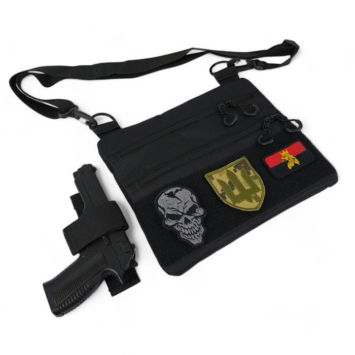 Тактичний рюкзак через плече, Нагрудна сумка чоловіча тактична тканинна, Нагрудна сумка кобура