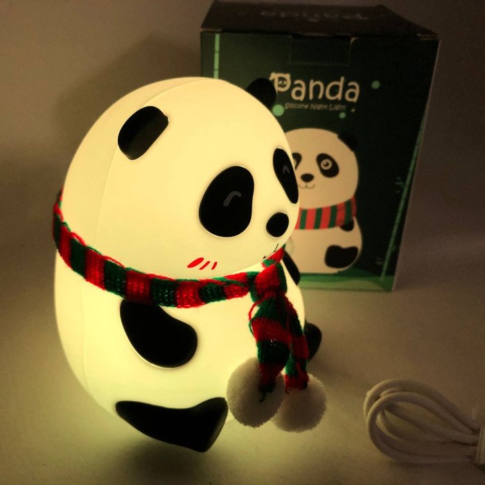 Дитячий силіконовий нічник світильник Панда 7 кольорів, Силіконовий нічник іграшка для дітей