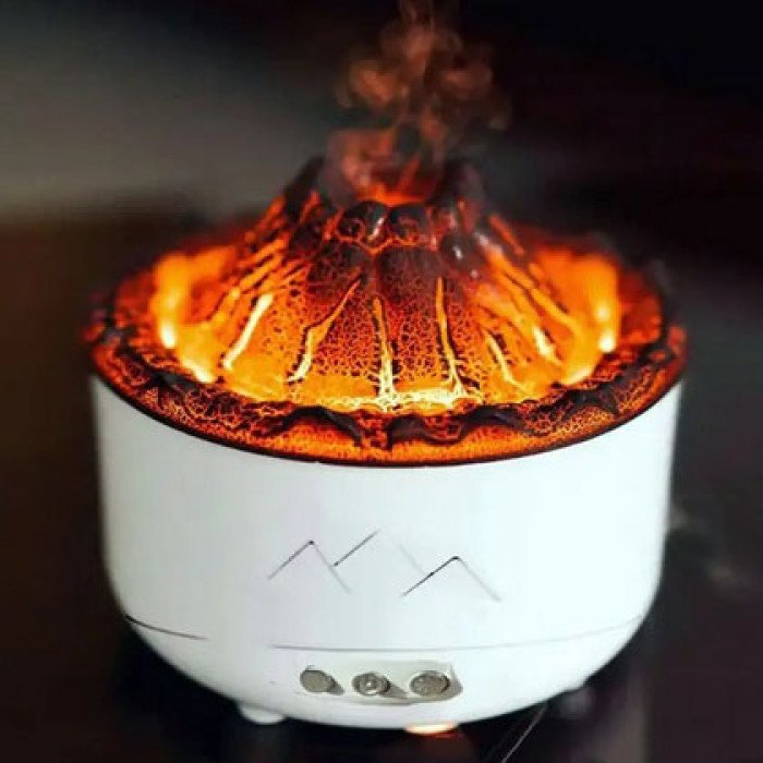 Зволожувач повітря Вулкан з ефектом полум'я та підсвічуванням зволожувач-нічник Аромадіфузор з підсвічуванням