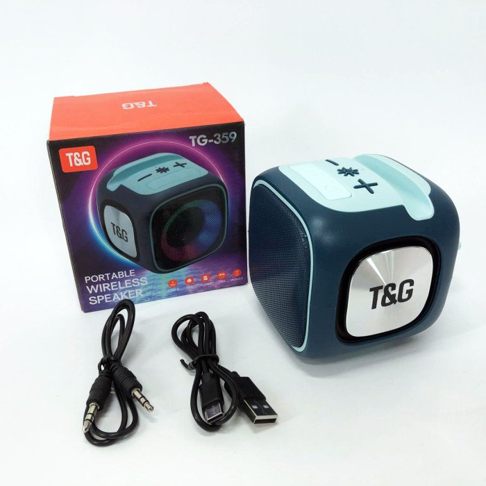 Портативна Bluetooth колонка TG359 7W з підсвічуванням RGB, акумуляторна колонка для музики. Колір: синій