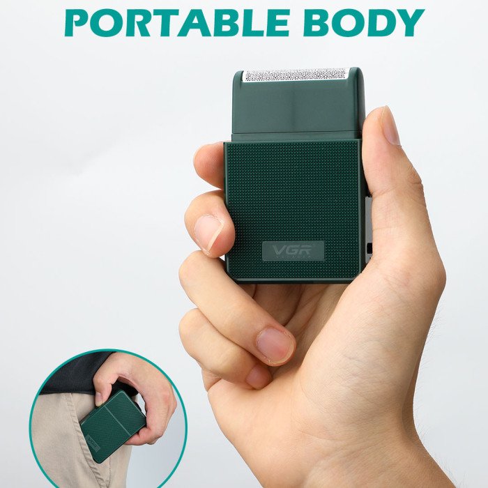 Електробритва VGR V-376 GREEN шейвер, Професійний шейвер-електробритва, Портативна бритва