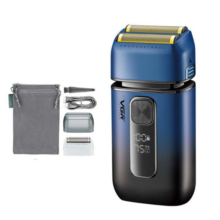 Електробритва-шейвер VGR V-362 чоловіча професійна для сухого гоління з тримером. Колір: синій