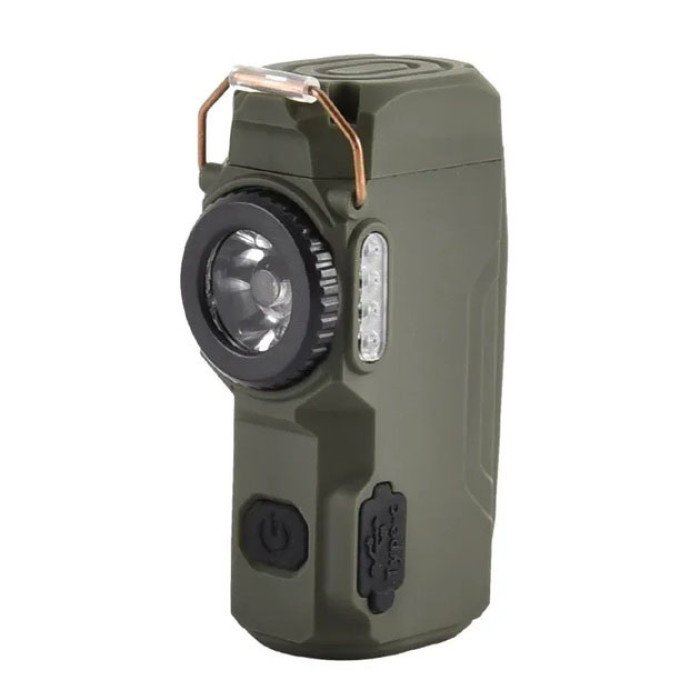 Багатофункціональний армійський ліхтар D50-SMD індикація заряду, запальничка. Колір: зелений