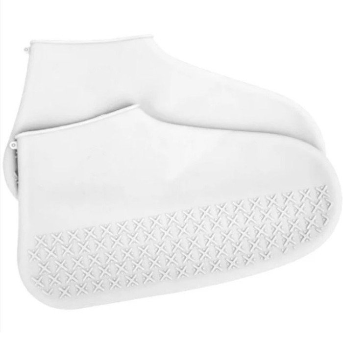 Багаторазові бахіли-чохли L (41-45 розмір) для взуття силіконові від води та бруду. Колір: білий