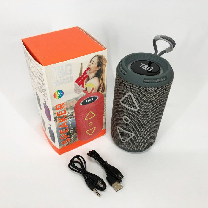 Bluetooth колонка портативна TG656 FM-радіо, Гучна блютуз колонка, Колонка для вечірки. Колір: сірий