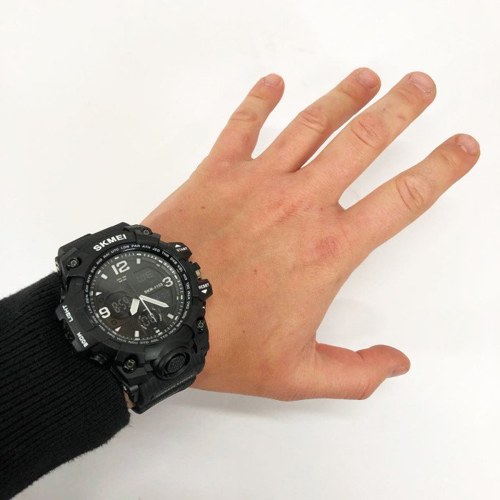 Годинник наручний чоловічий SKMEI 1155BBK, армійський годинник протиударний. Колір: чорний