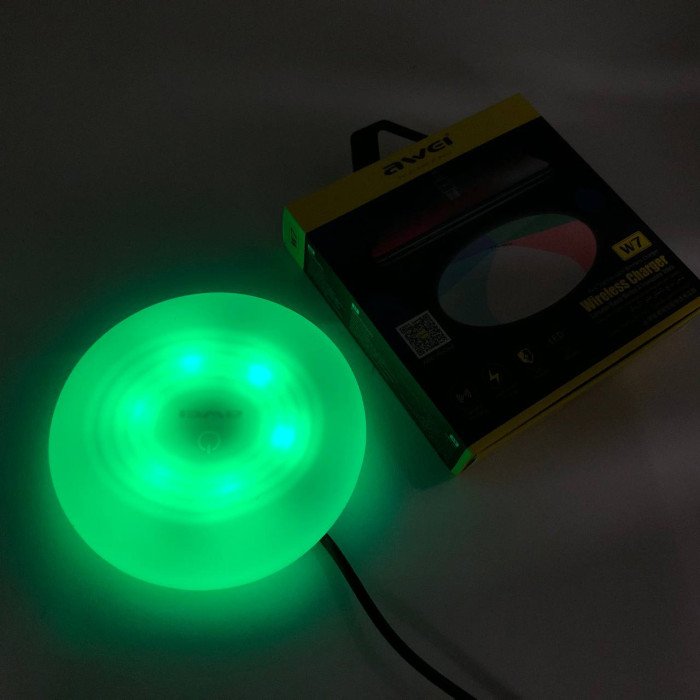 Бездротова зарядка з підсвічуванням 7 кольорів 10W 7 COLOR Awei W7 + WIRELESS CHARGE