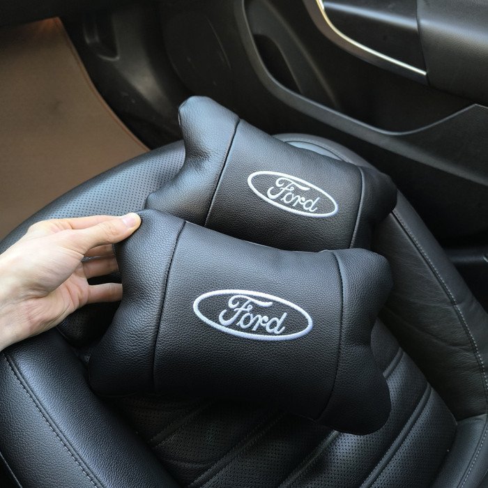Набір автомобільних подушок 2шт для Ford, натуральна шкіра, стильні підголовники для зручної поїздки Форд