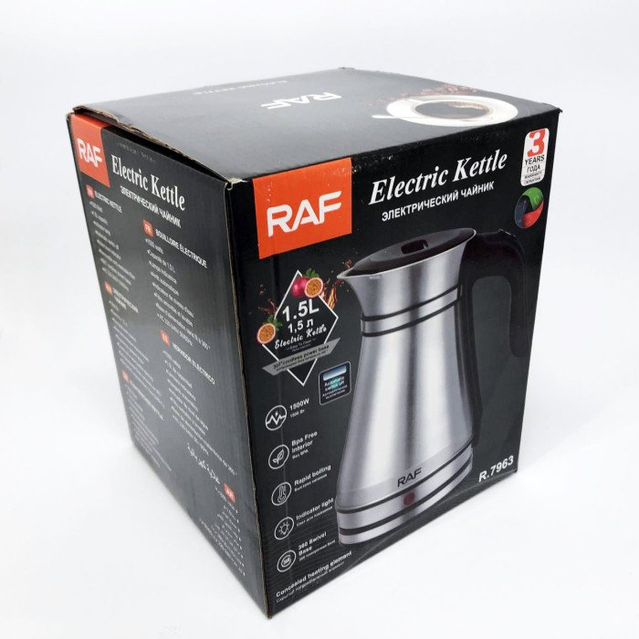 Електричний чайник-турка RAF R.7963 1.5 л, 1500 Вт, нержавіюча сталь, швидке кип'ятіння, автоматичне вимкнення