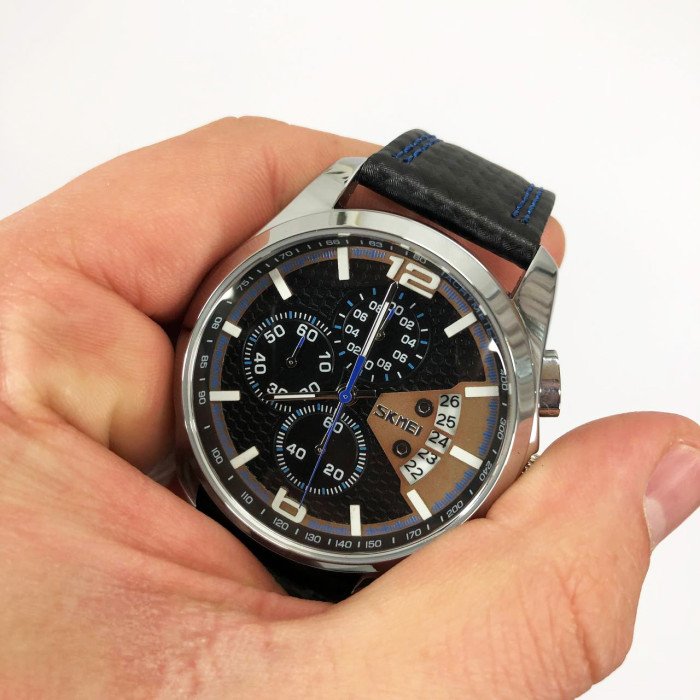 Годинник наручний чоловічий SKMEI 9106BU, стильний класичний чоловічий годинник, годинник наручний чоловічий стрілочний