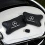 Набір Мерседес 2шт, натуральна шкіра, подушки на підголівник для авто з логотипом Mercedes-Benz