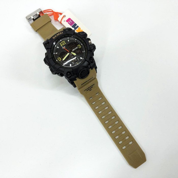 Годинник наручний чоловічий SKMEI 1155BKH KHAKI, водостійкий тактичний годинник, армійський годинник. Колір: хакі