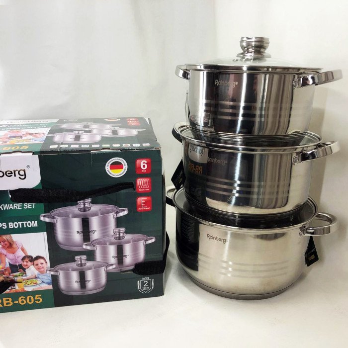 Набір каструль Rainberg RB-605 капсульне 9-ти шарове дно