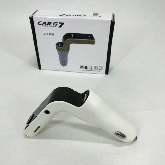 Модулятор FM MOD G7 Bluetooth, Bluetooth модулятор в машину, ФМ модулятор блютуз в машину. Колір: білий