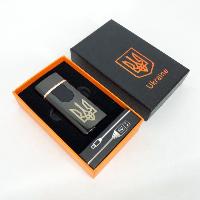 Електрична та газова запальничка Україна із USB-зарядкою HL-431, вітрозахисна запальничка. Колір: чорний