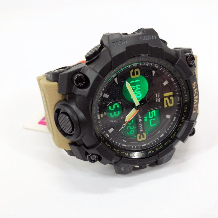 Годинник наручний чоловічий SKMEI 1155BKH KHAKI, водостійкий тактичний годинник, армійський годинник. Колір: хакі