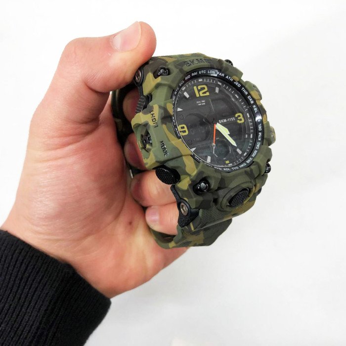 Годинник наручний чоловічий SKMEI 1155BCMGN GREEN CAMO, брендовий чоловічий годинник. Колір: зелений камуфляж
