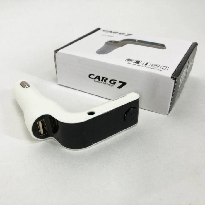 Модулятор FM MOD G7 Bluetooth, Bluetooth модулятор в машину, ФМ модулятор блютуз в машину. Колір: білий