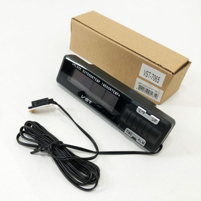 Годинник-термометр VST-7065 зовнішній і внутрішній датчик, Домашня метеостанція з гігрометром, Цифровий годинник