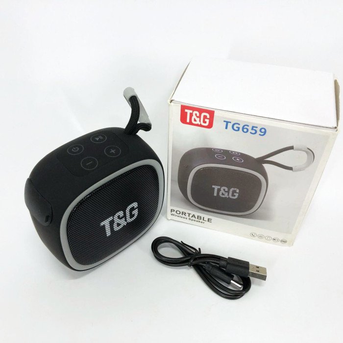 Портативна Bluetooth-колонка TG659 з ремінцем, Bluetooth колонка для вулиці. Колір: чорний