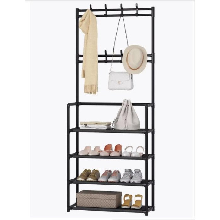 Вішалка стійка для підлоги металева додаткова полиця під взуття 154 х 60 х 29,5 см