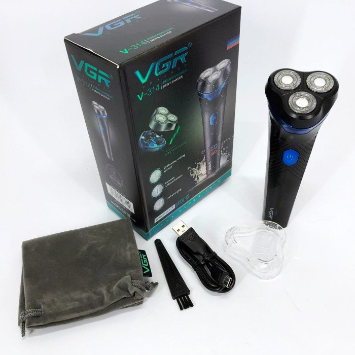 Електробритва VGR V-314 для чоловіків, роторна для вологого та сухого гоління, машинка чоловіча для гоління.