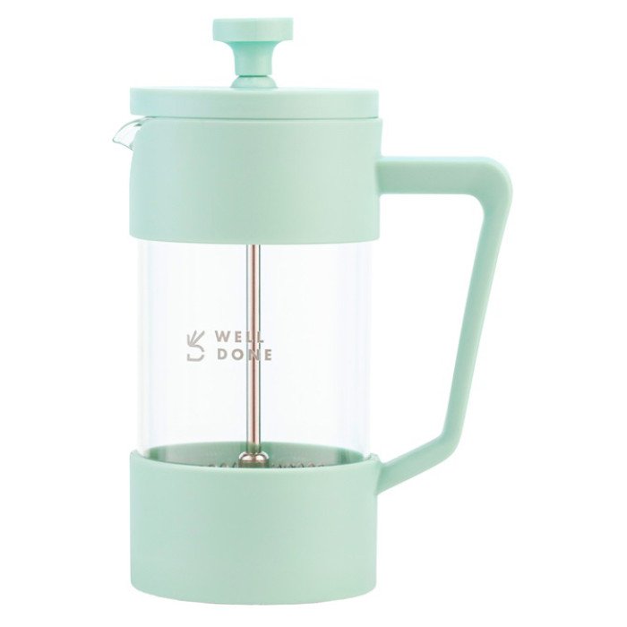 Френч-прес Well Done WD-8056A 600 мл м'ятний, Стильний скляний чайник для заварювання, Френч для чаю