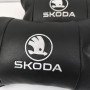 Автомобільні подушки 2 шт на підголівник Skoda / Шкода, з натуральної шкіри, стильний аксесуар для вашого авто