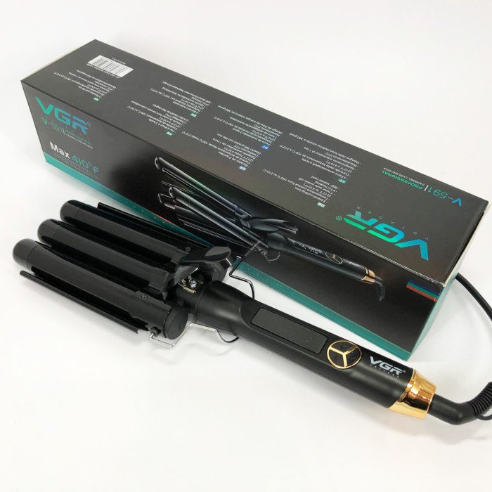 Потрійна плойка для завивки волосся VGR V-591 три хвилі діаметром 25 мм потужністю 125 Вт