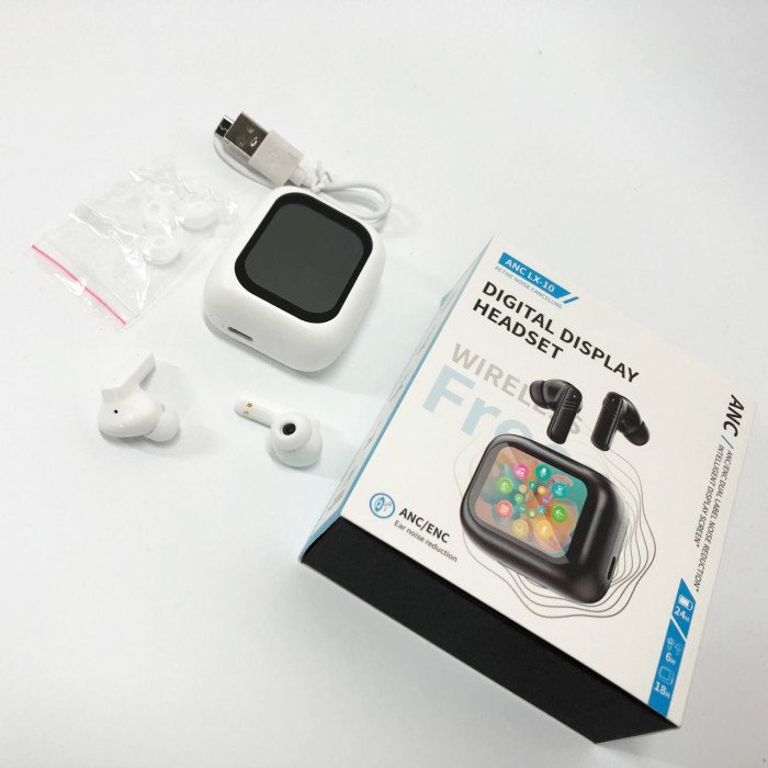 Навушники бездротові LX-10 TWS Earbuds з LED дисплеєм, Bluetooth гарнітури, Вакуумні навушники. Колір: білий
