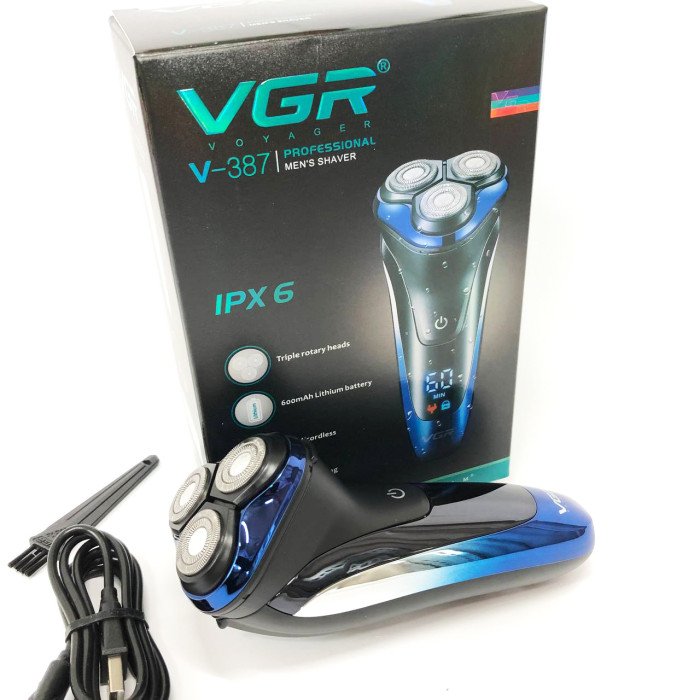 Електробритва VGR V-387 для чоловіків, роторна для вологого та сухого гоління, Бездротова електробритва
