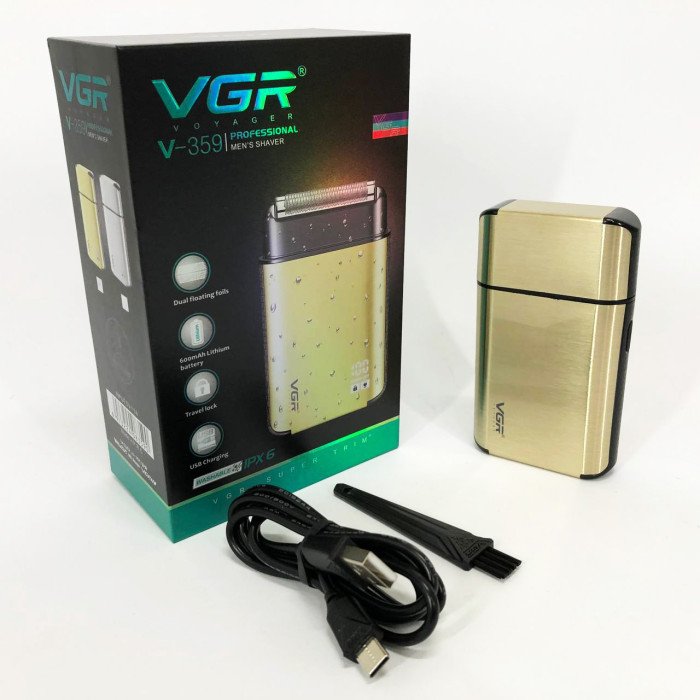 Електробритва VGR V-359 gold шейвер для вологого та сухого гоління, машинка чоловіча для гоління