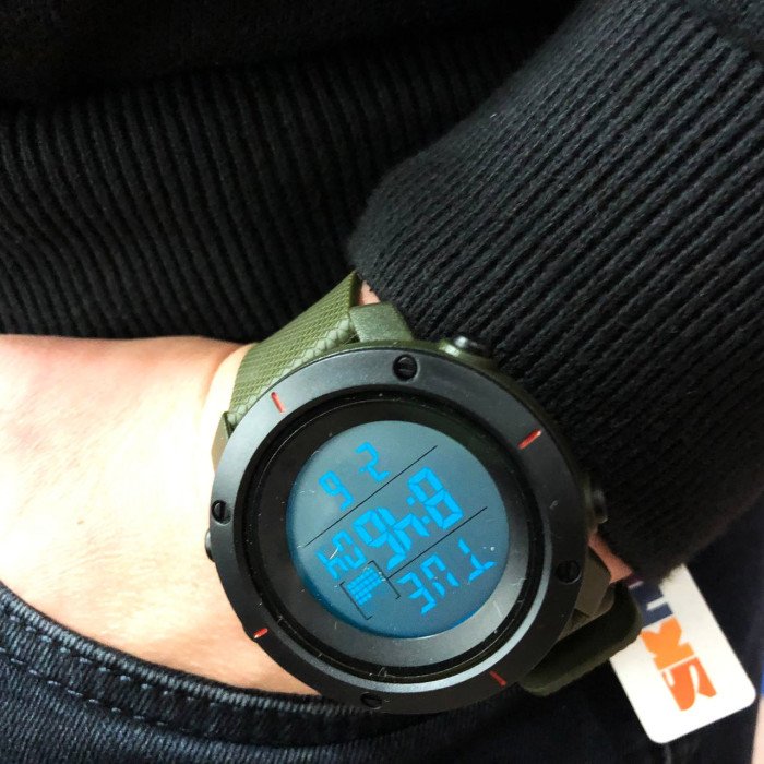 Годинник наручний чоловічий SKMEI 1213AG ARMY GREEN BIG SIZE, брендовий чоловічий годинник. Колір: зелений