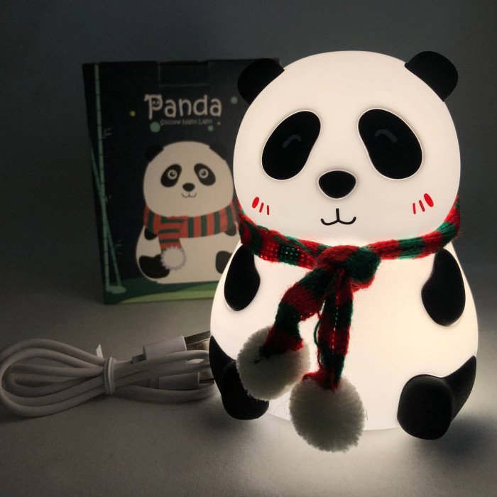 Дитячий силіконовий нічник світильник Панда 7 кольорів, Силіконовий нічник іграшка для дітей