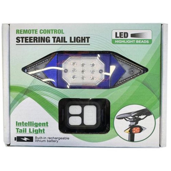 Велоліхтар LY-6700 із зазначенням поворотів (red+yellow+blue), waterproof, Миготливий велоліхтар