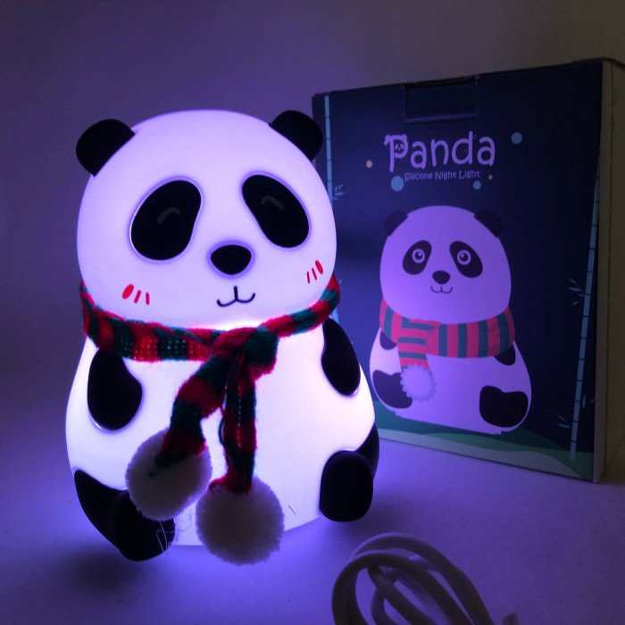 Дитячий силіконовий нічник світильник Панда 7 кольорів, Силіконовий нічник іграшка для дітей