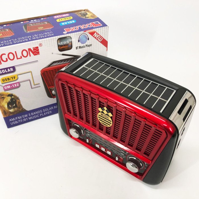 Радіоприймач акумуляторний Golon RX-456 із сонячною панеллю, Радіо приймач. Колір: коричневий