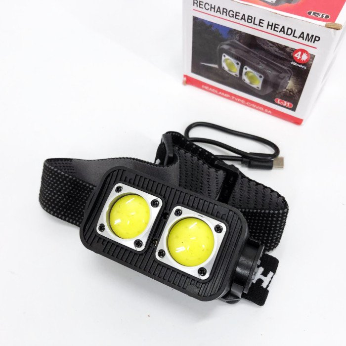 Ліхтар налобний K372-2COB з датчиком руху, Світлодіодний ліхтар на лоб, Ліхтарик на голову із зарядкою